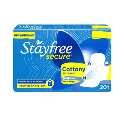 Stayfree Secure Sanitary Pads Cottony Soft Cover Regular